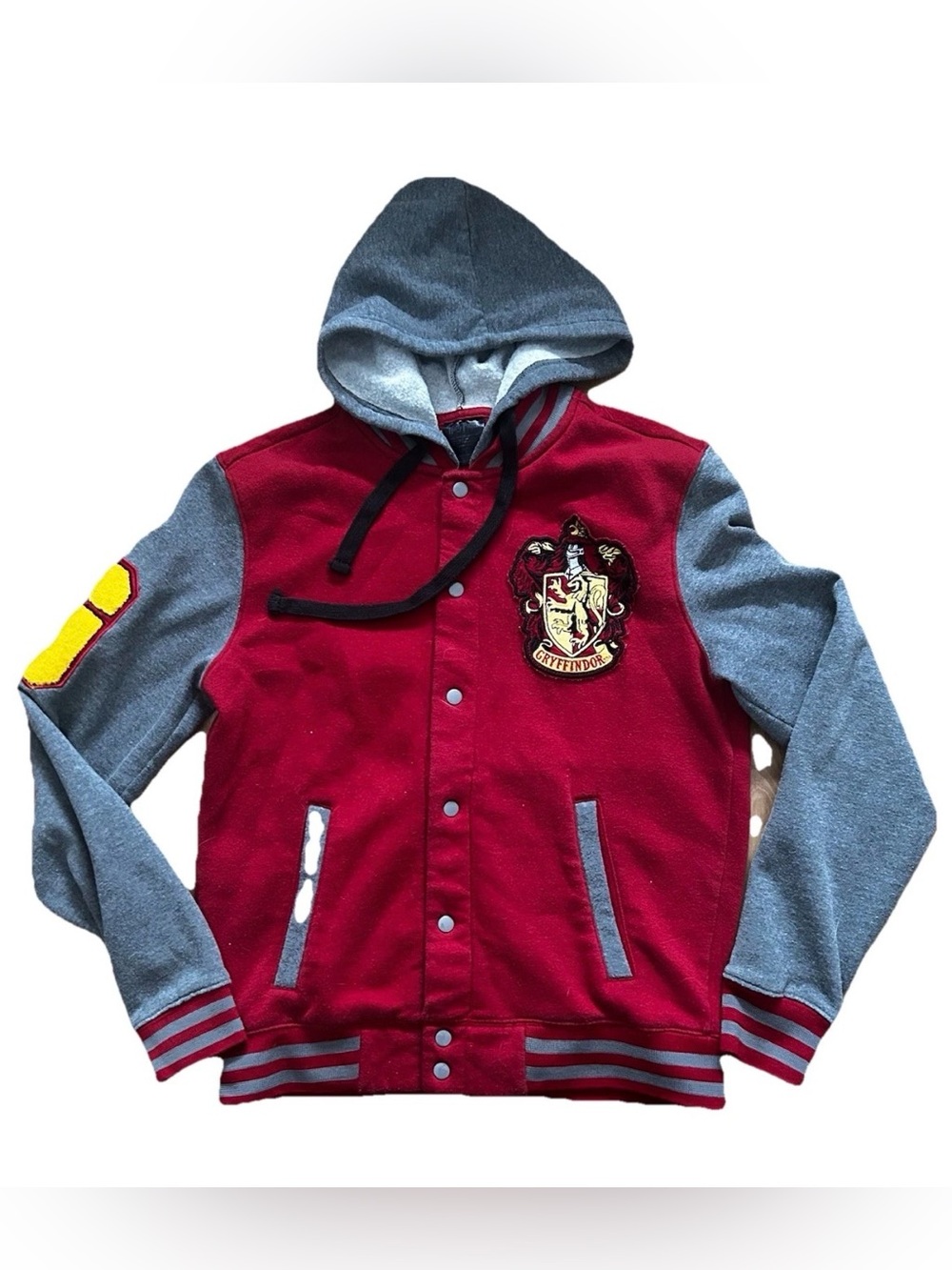 Harry Potter Gryffindor warm and stylish Red and Gray embroidered Hooded Jacket